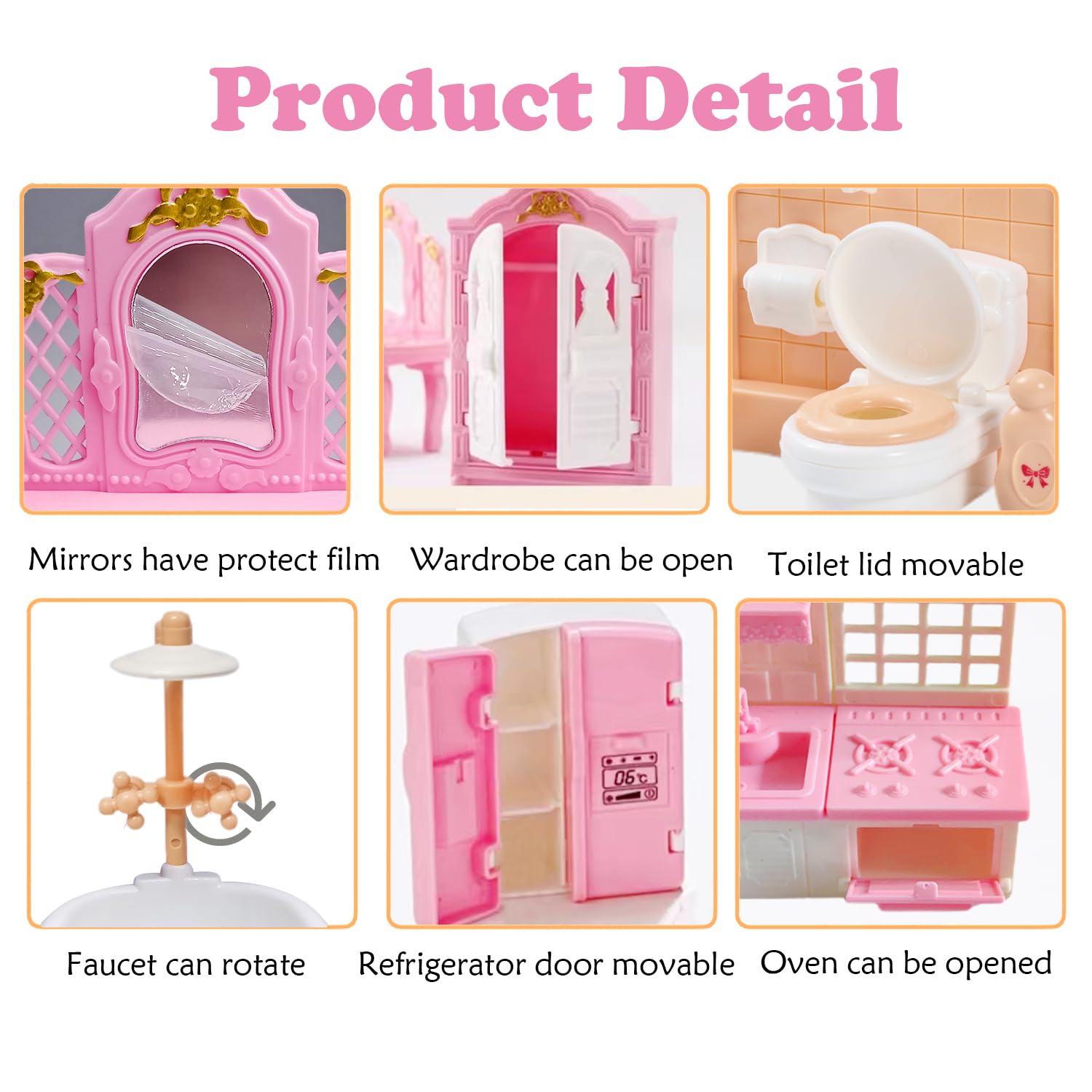 Thildani 35-Piece Dollhouse Furniture Set – 1:12 Scale Miniature for Bedroom, Bathroom, Living Room & Kitchen