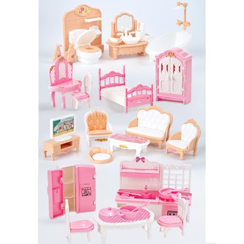 Thildani 35-Piece Dollhouse Furniture Set – 1:12 Scale Miniature for Bedroom, Bathroom, Living Room & Kitchen
