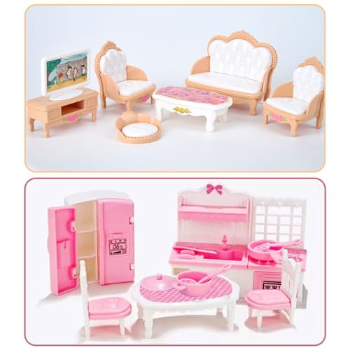 Thildani 35-Piece Dollhouse Furniture Set – 1:12 Scale Miniature for Bedroom, Bathroom, Living Room & Kitchen