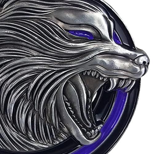 Thin Blue Line Police Sheepdog Challenge Coin – Wolf Head Shape, Imasoner