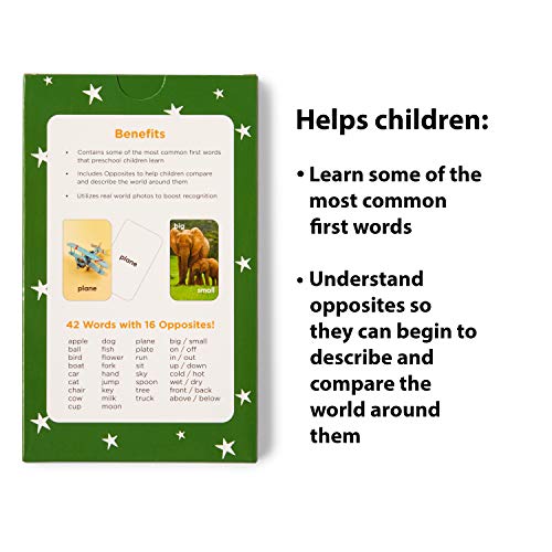 Think Tank Scholar First Words & Opposites Flash Cards – 36 Durable Cards with Real Photos for Kids Ages 2-8