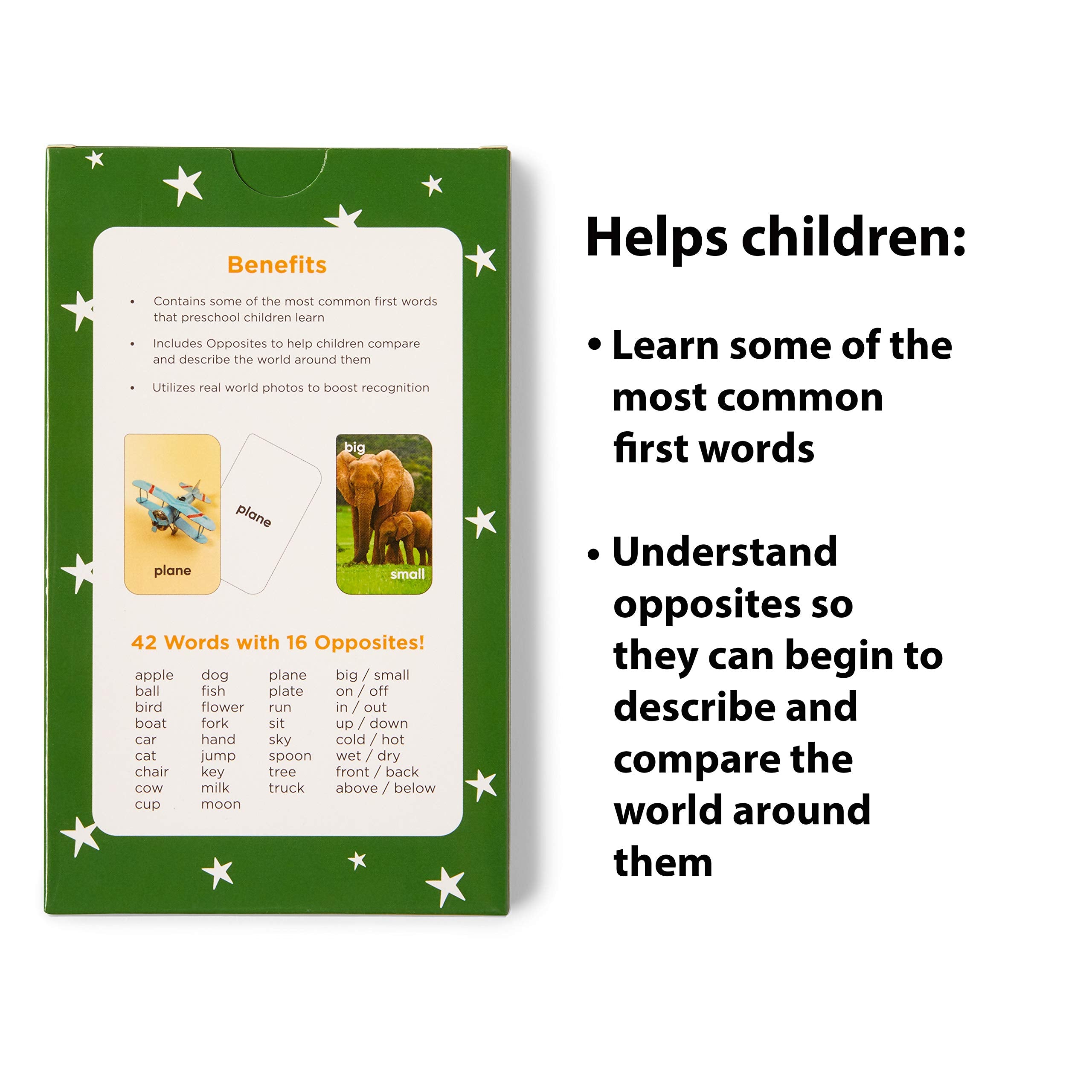 Think Tank Scholar First Words & Opposites Flash Cards – 36 Durable Cards with Real Photos for Kids Ages 2-8