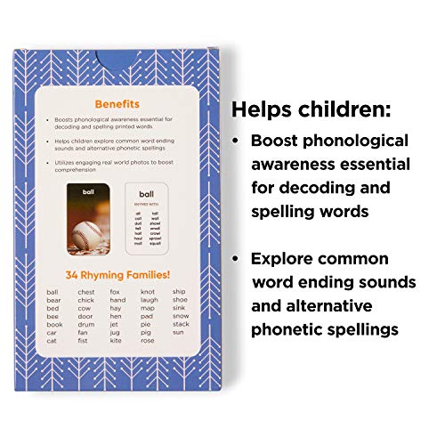 Think Tank Scholar Rhyming Flash Cards – 36 Cards, 34 Word Families for Ages 4-8