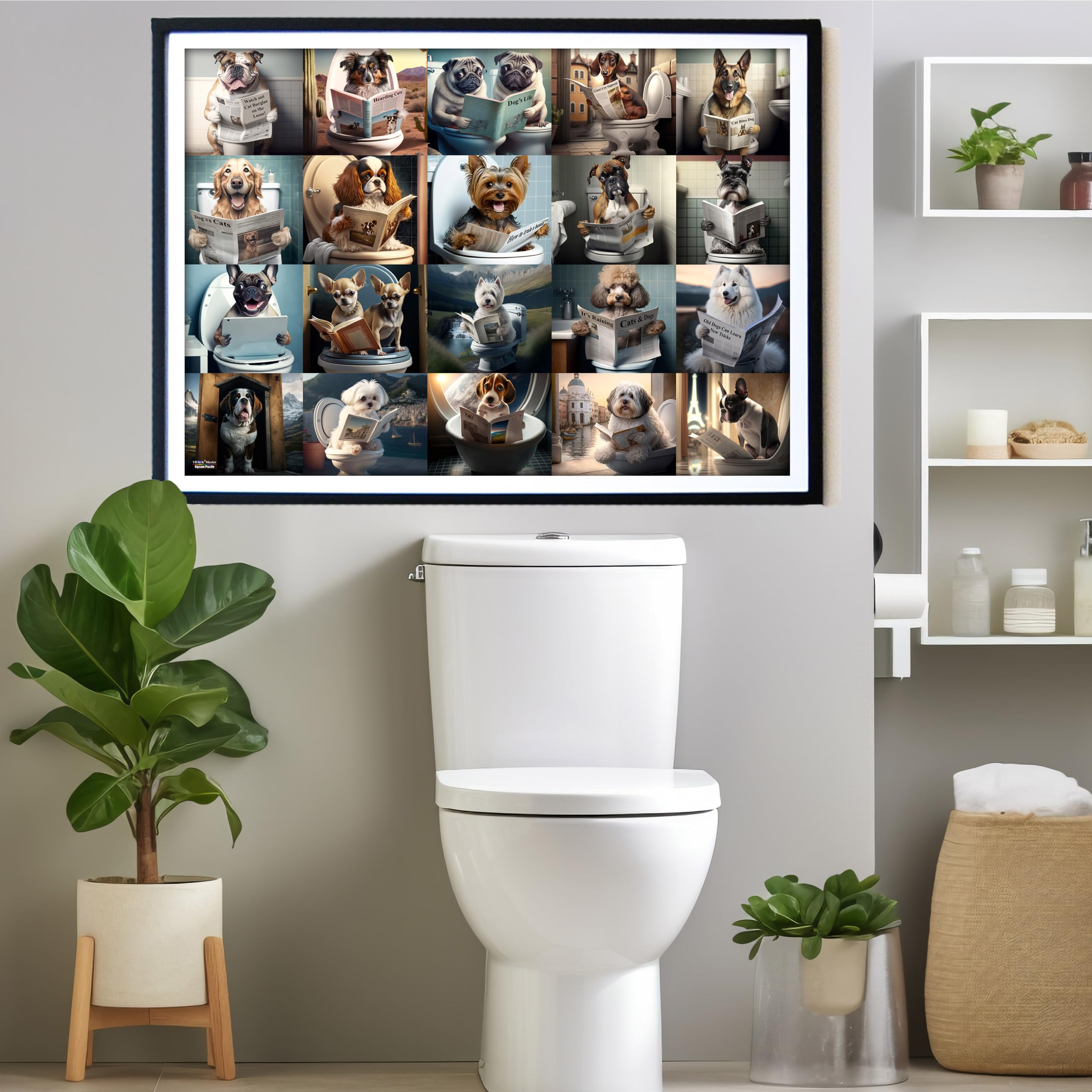 Think2Master 1000-Piece Pooping Puppies Jigsaw Puzzle – Humorous Gag Gift for Ages 13+