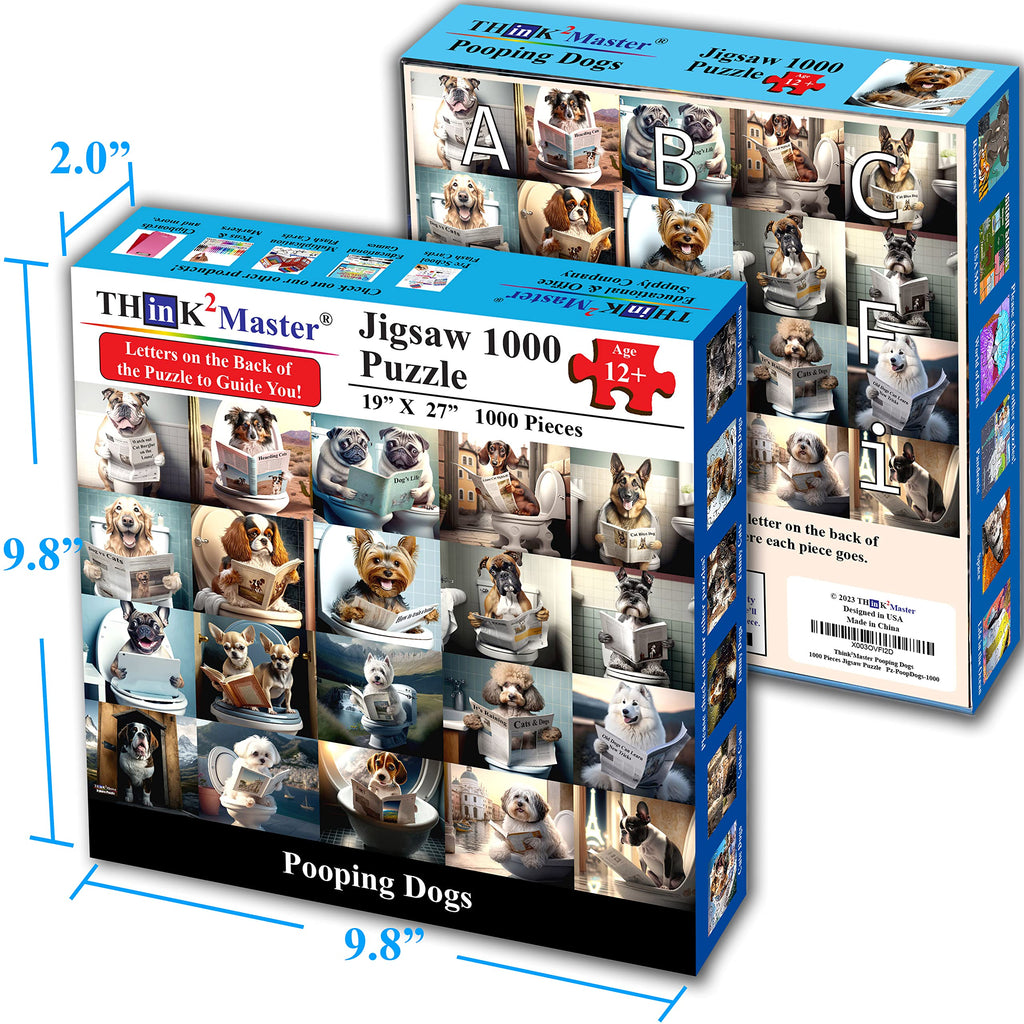 Think2Master 1000-Piece Pooping Puppies Jigsaw Puzzle – Humorous Gag Gift for Ages 13+