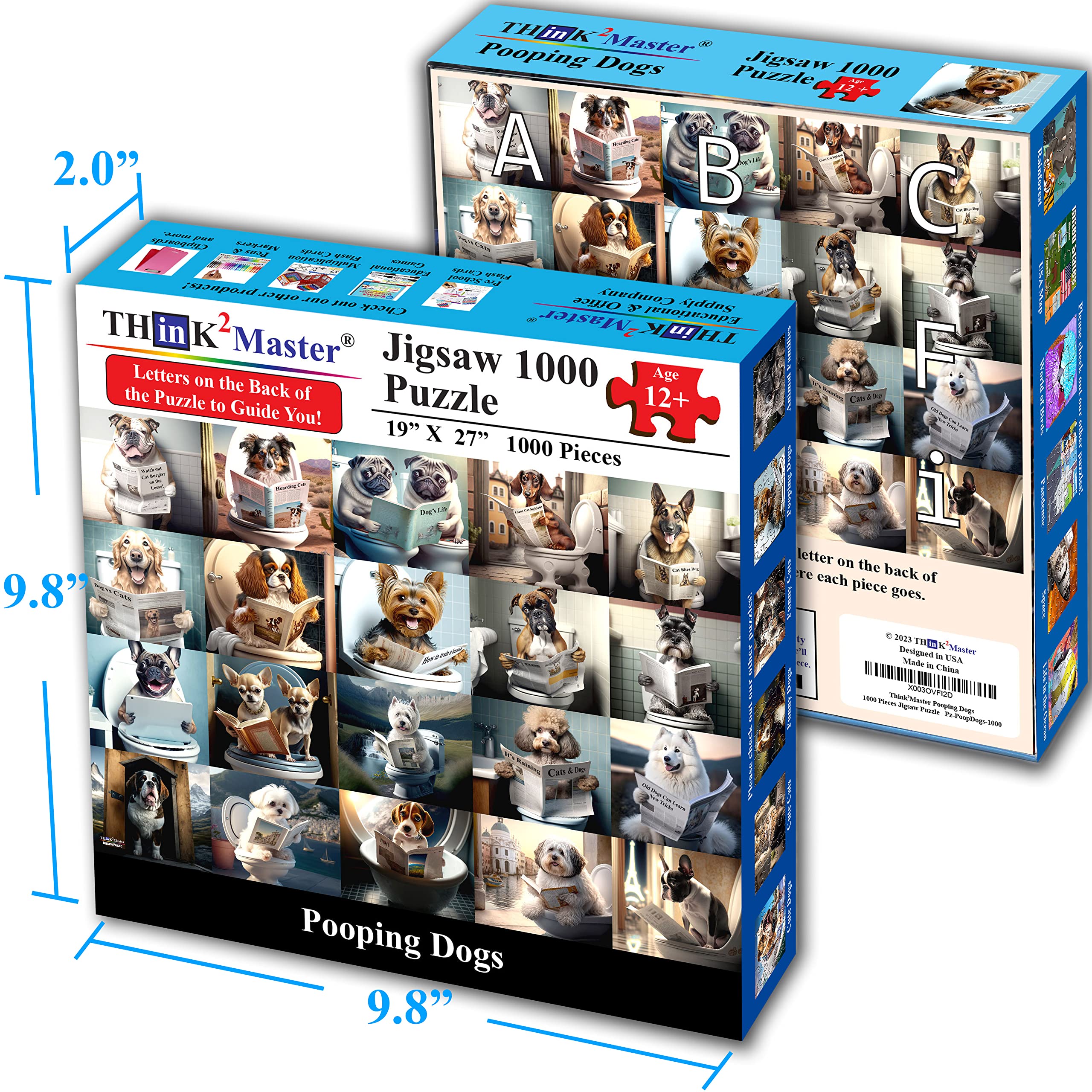 Think2Master 1000-Piece Pooping Puppies Jigsaw Puzzle – Humorous Gag Gift for Ages 13+