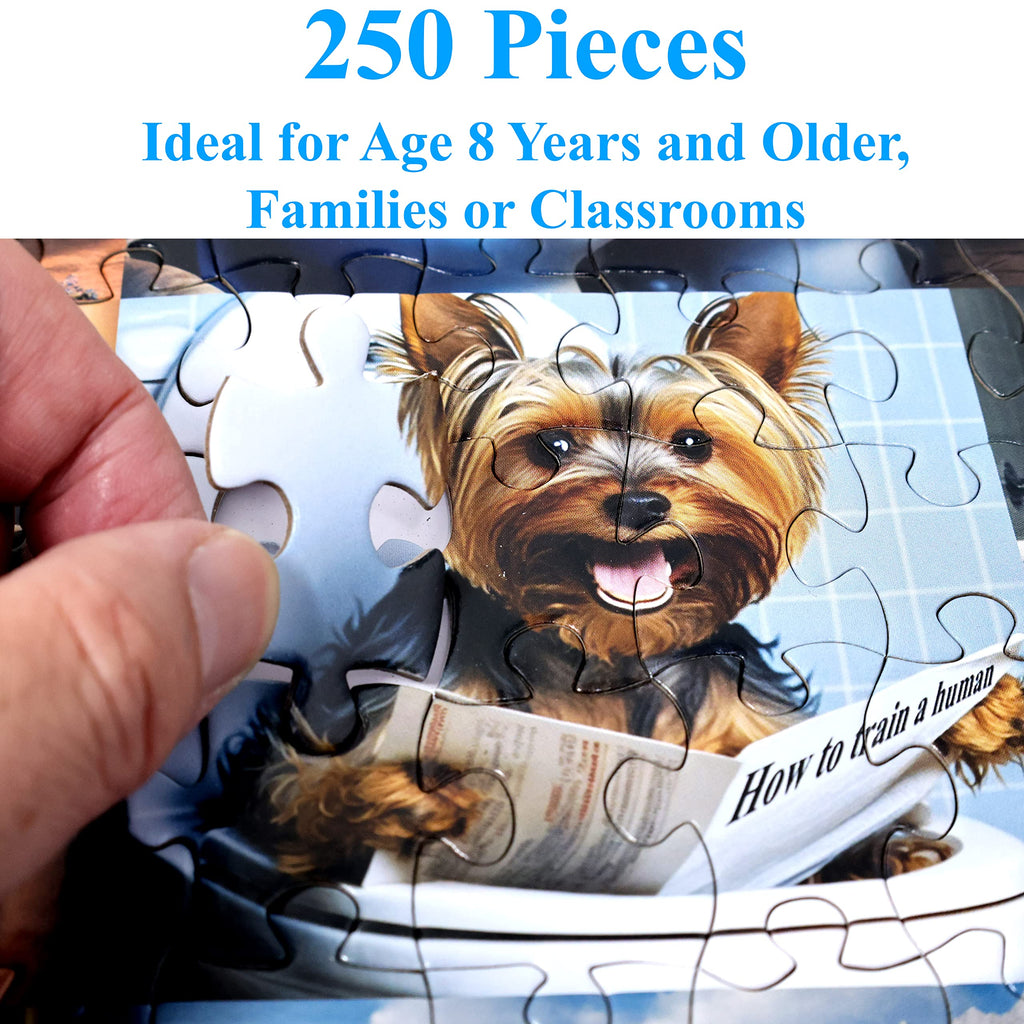 Think2Master 250-Piece Pooping Dogs Jigsaw Puzzle – 20 Breeds, 14.2” x 19.3”, with Hints & Warranty