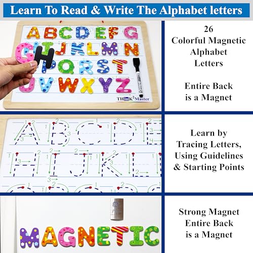 THINK2MASTER Alphabet Animal Puzzle – 14.5” x 10.5” Wooden Learning Set