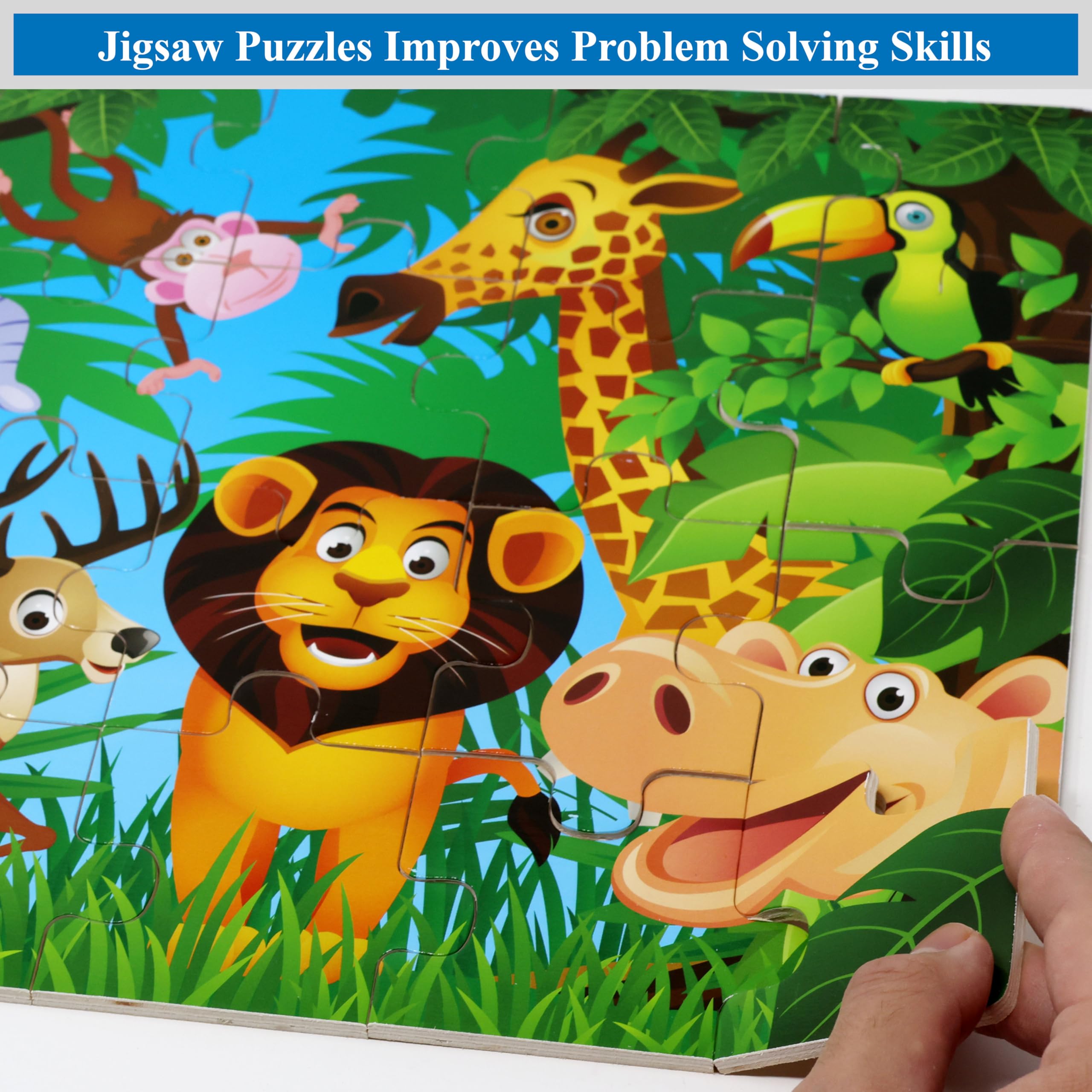 THINK2MASTER Alphabet Animal Puzzle – 14.5” x 10.5” Wooden Learning Set