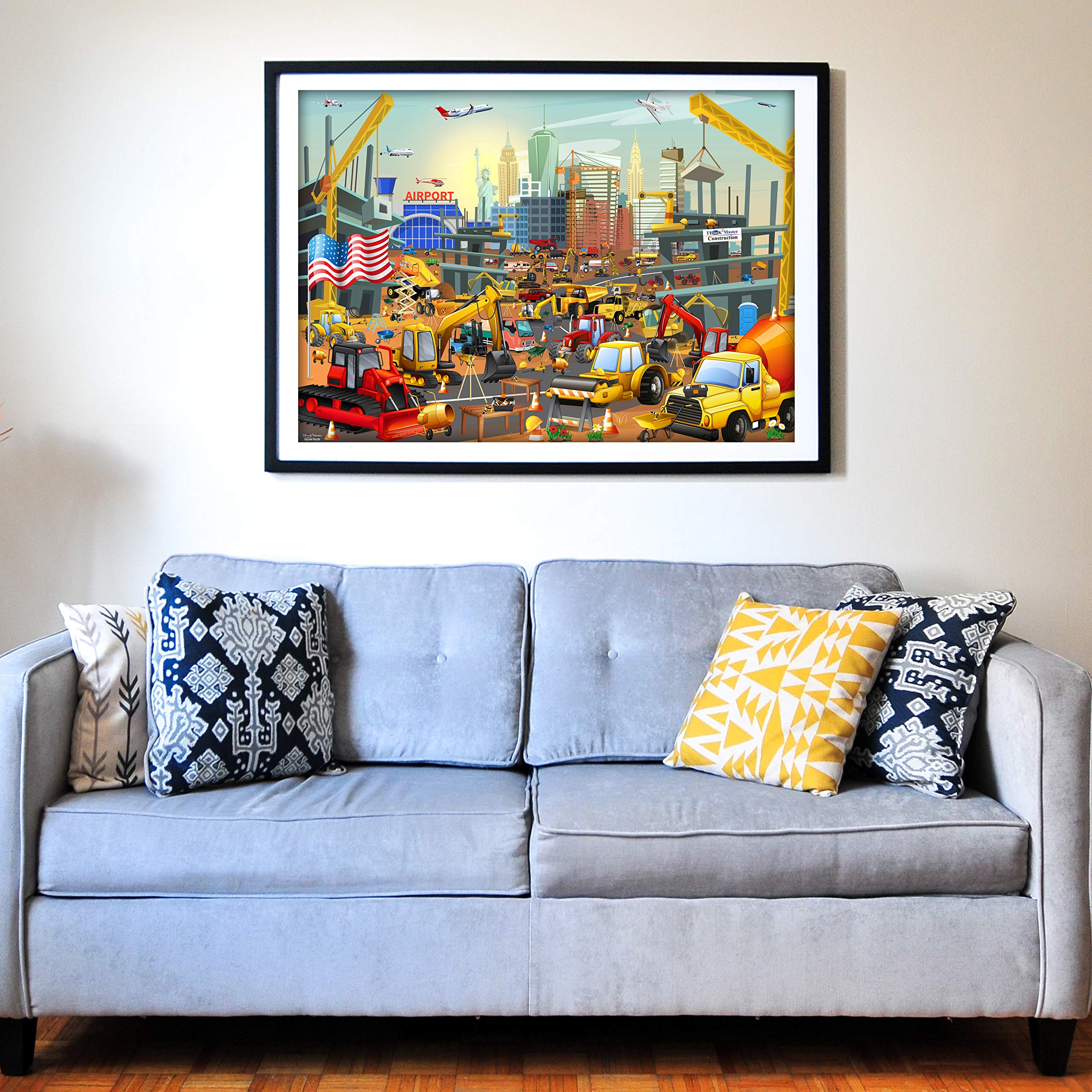 Think2Master Construction in New York City 100-Piece Jigsaw Puzzle – Family Fun with Bulldozers, Excavators & More