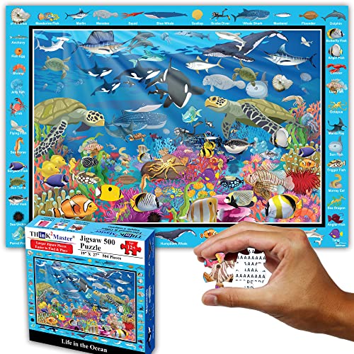 Think2Master Ocean Life Jigsaw Puzzle – 500 Pieces, Large Format, Coral Reef Scene, for Adults and Seniors