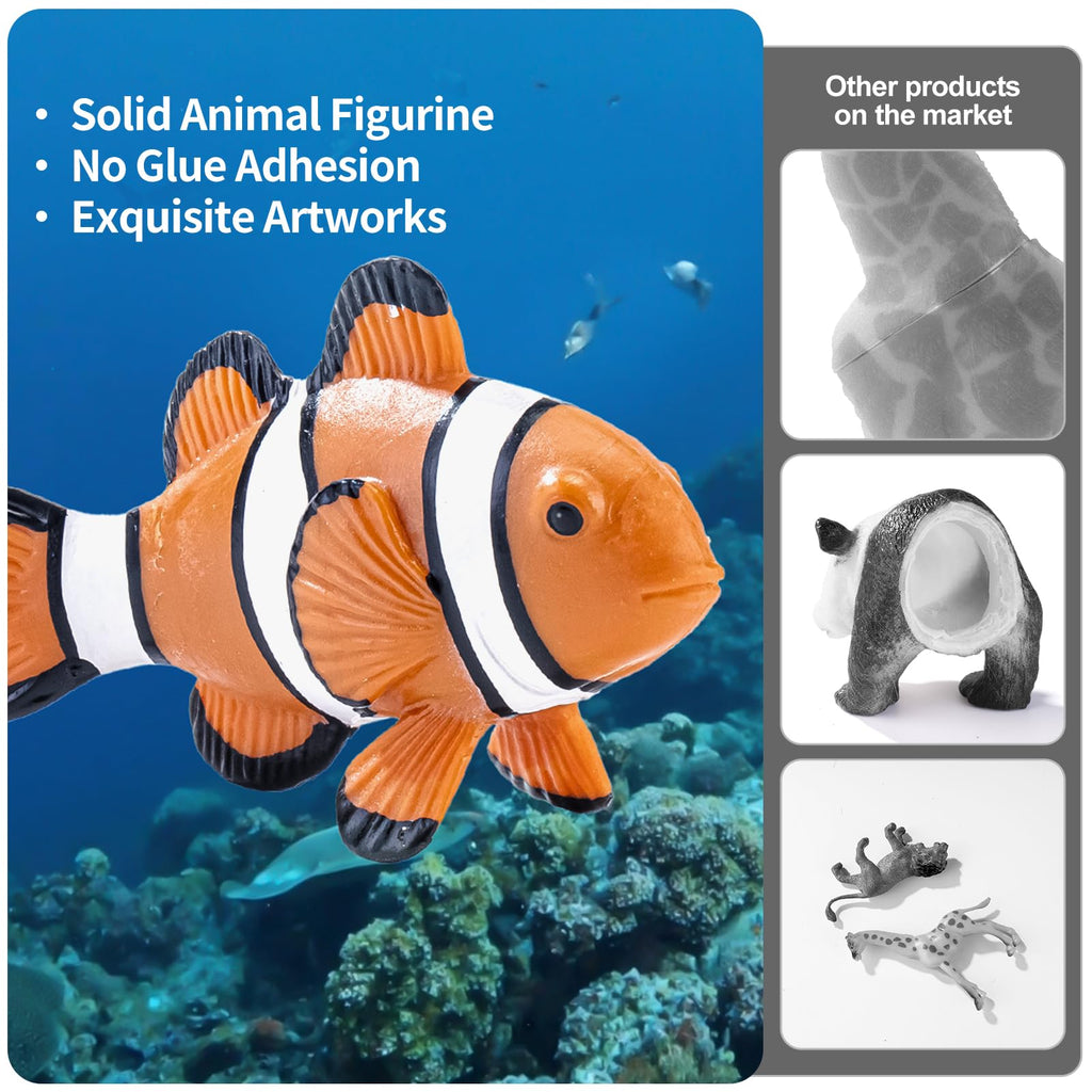 THINKBAY 14-Piece Realistic Ocean Animal Toy Set - Soft Plastic Sea Creatures for Kids Ages 3-8