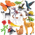 THINKBAY Realistic Animal Figurines Set - 14 Pieces of Insects, Birds, Mammals & Reptiles for Kids Educational Play and Nature Exploration