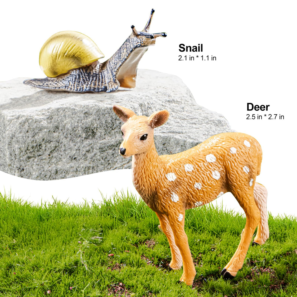 THINKBAY Realistic Animal Figurines Set - 14 Pieces of Insects, Birds, Mammals & Reptiles for Kids Educational Play and Nature Exploration