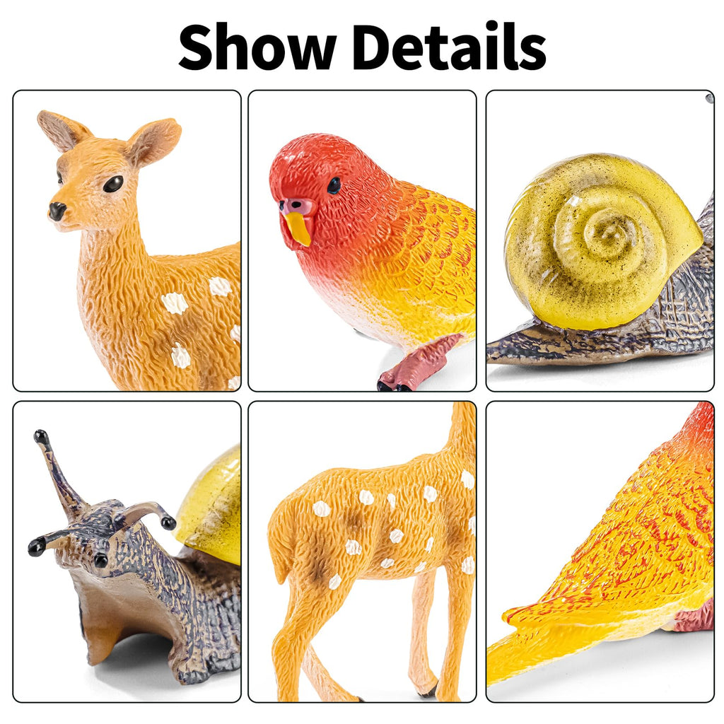 THINKBAY Realistic Animal Figurines Set - 14 Pieces of Insects, Birds, Mammals & Reptiles for Kids Educational Play and Nature Exploration