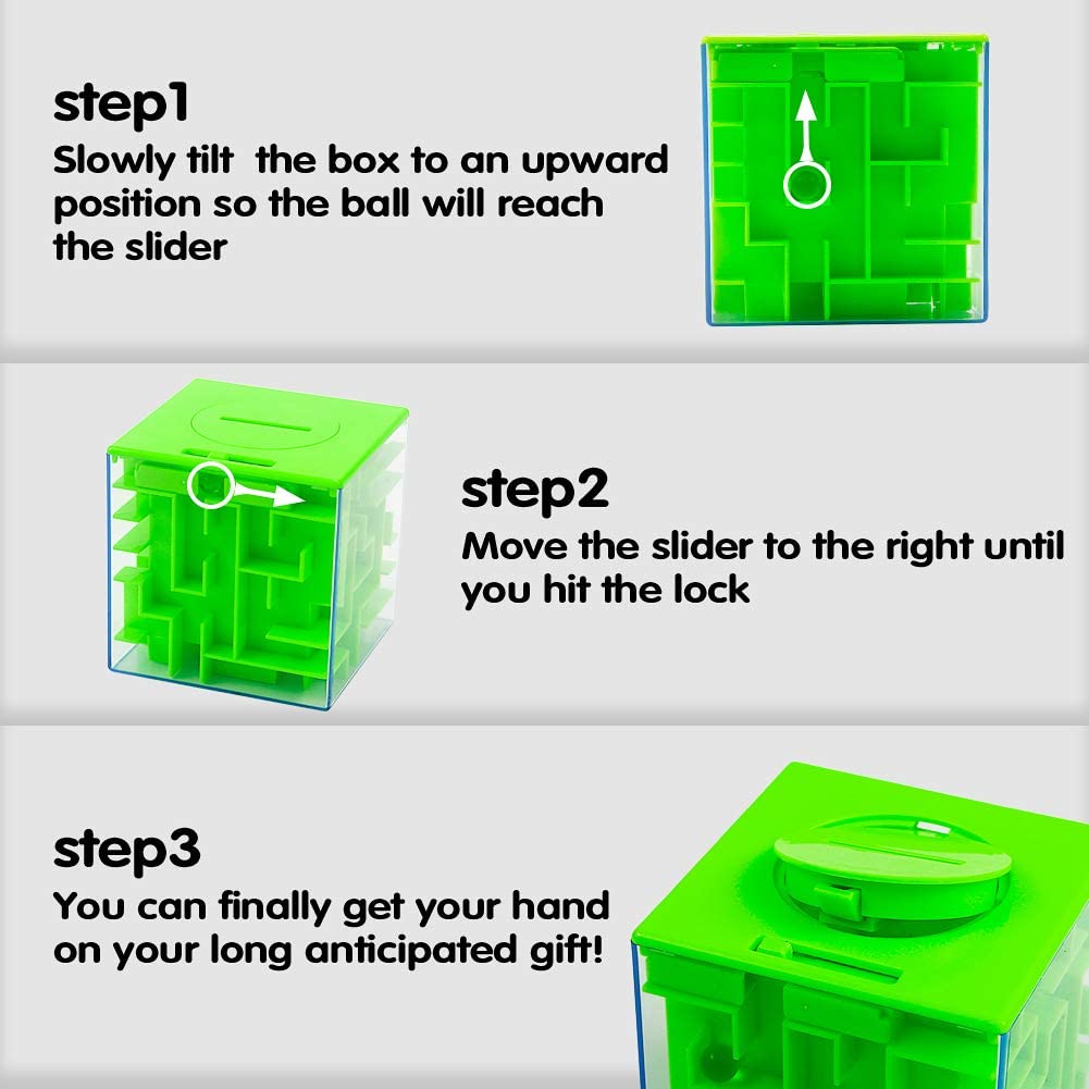ThinkMax Money Maze Puzzle Box – Green | Brain Teaser Gift Card Holder