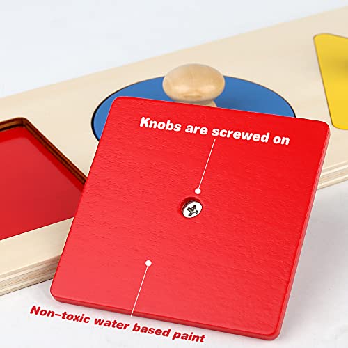 Thoth Montessori Multiple Shape Puzzle – Jumbo Knob Wooden Geometric Shape Sorter for Toddlers (3 Pieces)