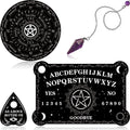 Threan Wooden Pendulum Board with Amethyst Crystal and Planchette – Divination Tool with Letters, Numbers, Constellations