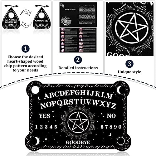 Threan Wooden Pendulum Board with Amethyst Crystal and Planchette – Divination Tool with Letters, Numbers, Constellations