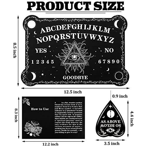 Threan Wooden Pendulum Dowsing Divination Board with Amethyst Crystal Necklace - Spirit Talking Board with Planchette for Wiccan Supplies (Eye Style)