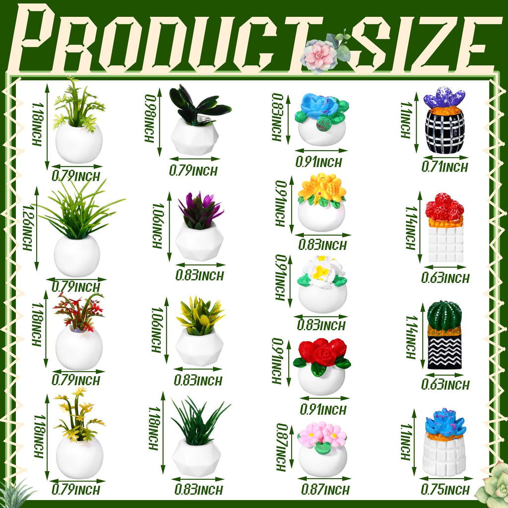 Threehoney 30-Piece Miniature Dollhouse Plants – Hand-Painted Resin Succulents & Cacti for Diorama, Bonsai, Cake Decor