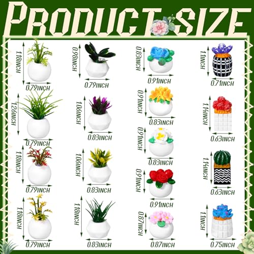Threehoney 30-Piece Miniature Dollhouse Plants – Hand-Painted Resin Succulents & Cacti for Diorama, Bonsai, Cake Decor