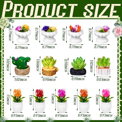 Threehoney 30-Piece Miniature Dollhouse Plants – Hand-Painted Resin Succulents & Cacti for Diorama, Bonsai, Cake Decor