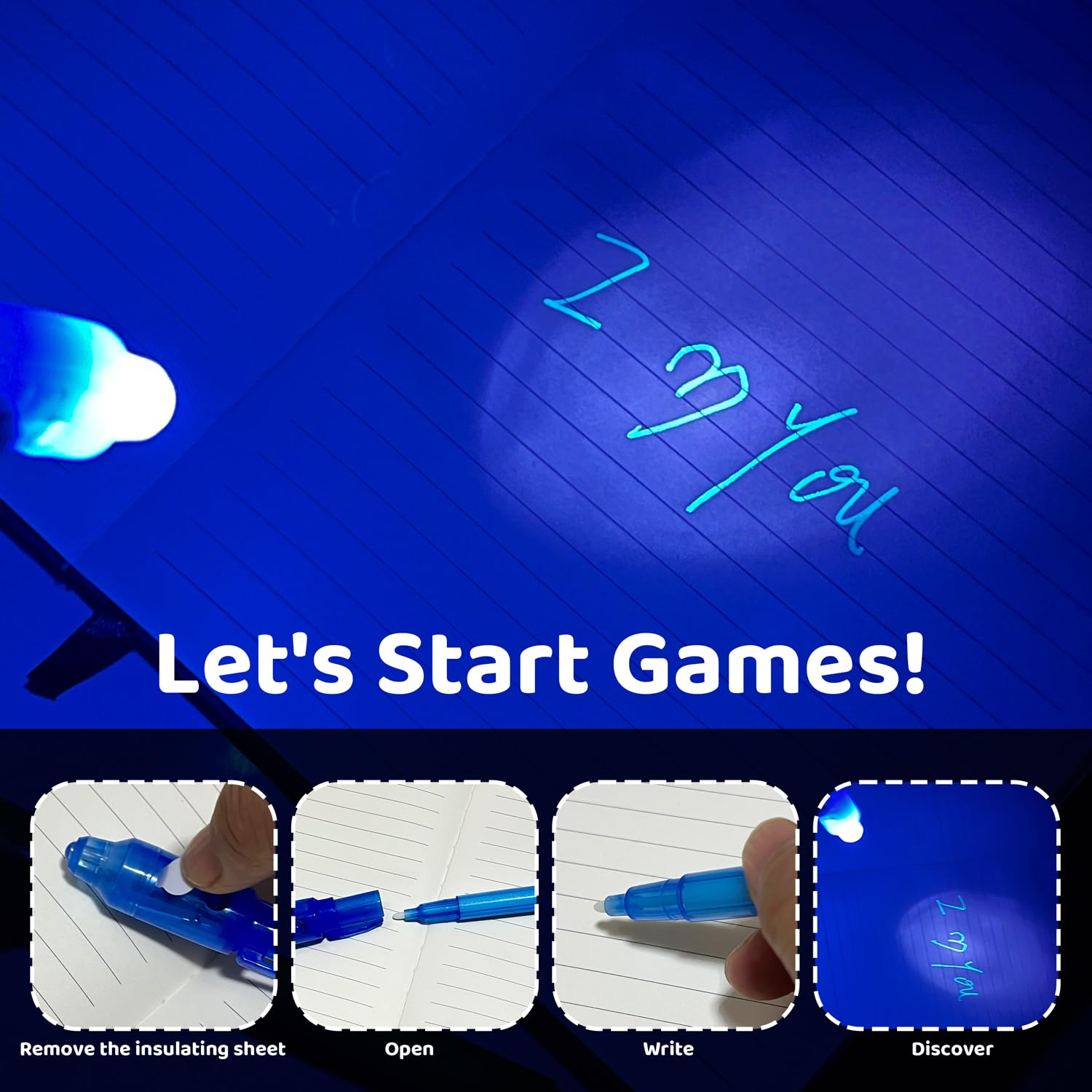 TIDALJAM 32 Pack Invisible Ink Pens with UV Light – 8 Colors Secret Message Writing Detective Party Favors for Kids