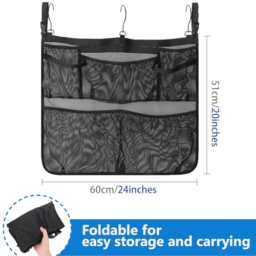Tifwsea Pool Side Storage Mesh Bag 24x20 Inch - Hanging Organizer Net Basket with Hooks for Towels, Toys, Cups - Black