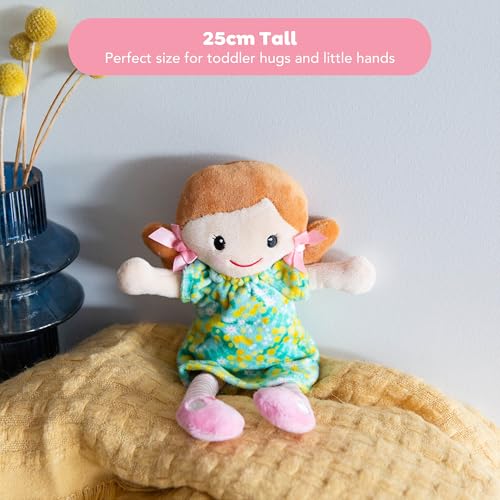 Tiger Tribe Nellie Rag Doll – Soft Velboa, 10-Inch, Floral Dress, Machine Washable