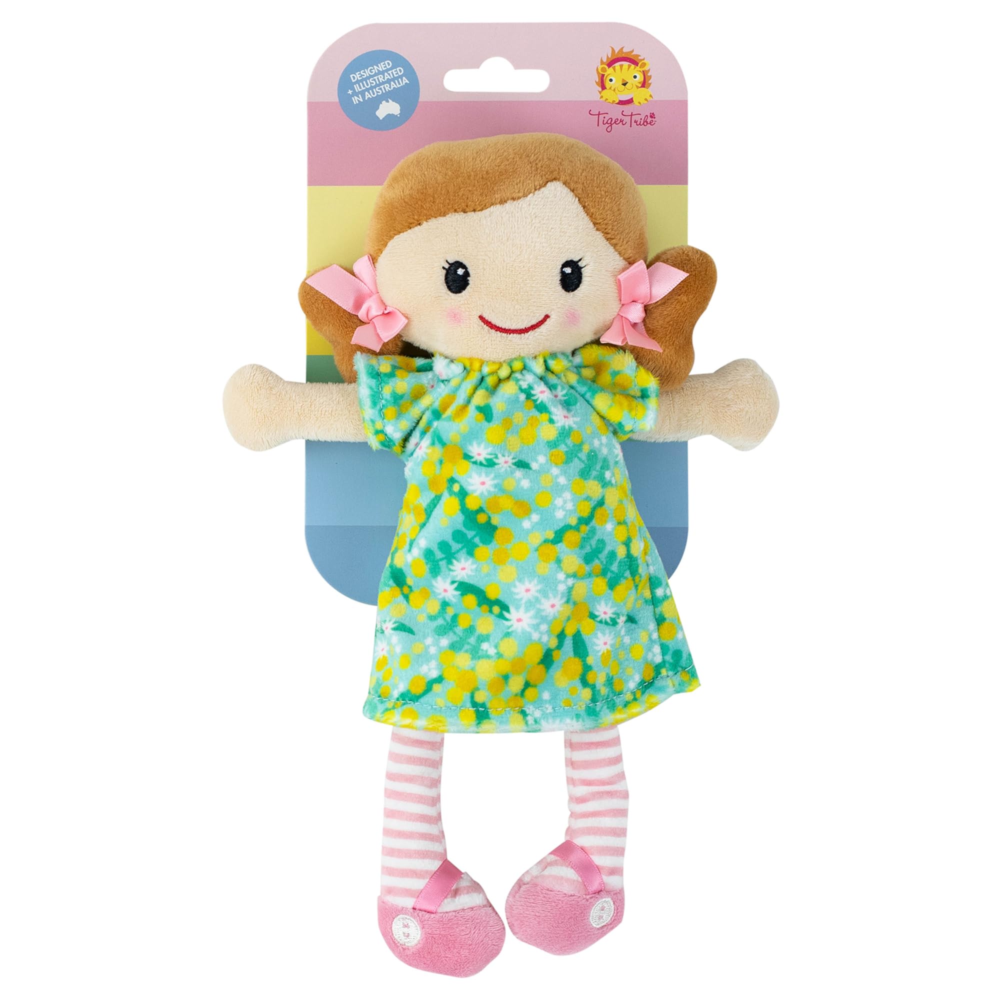 Tiger Tribe Nellie Rag Doll – Soft Velboa, 10-Inch, Floral Dress, Machine Washable