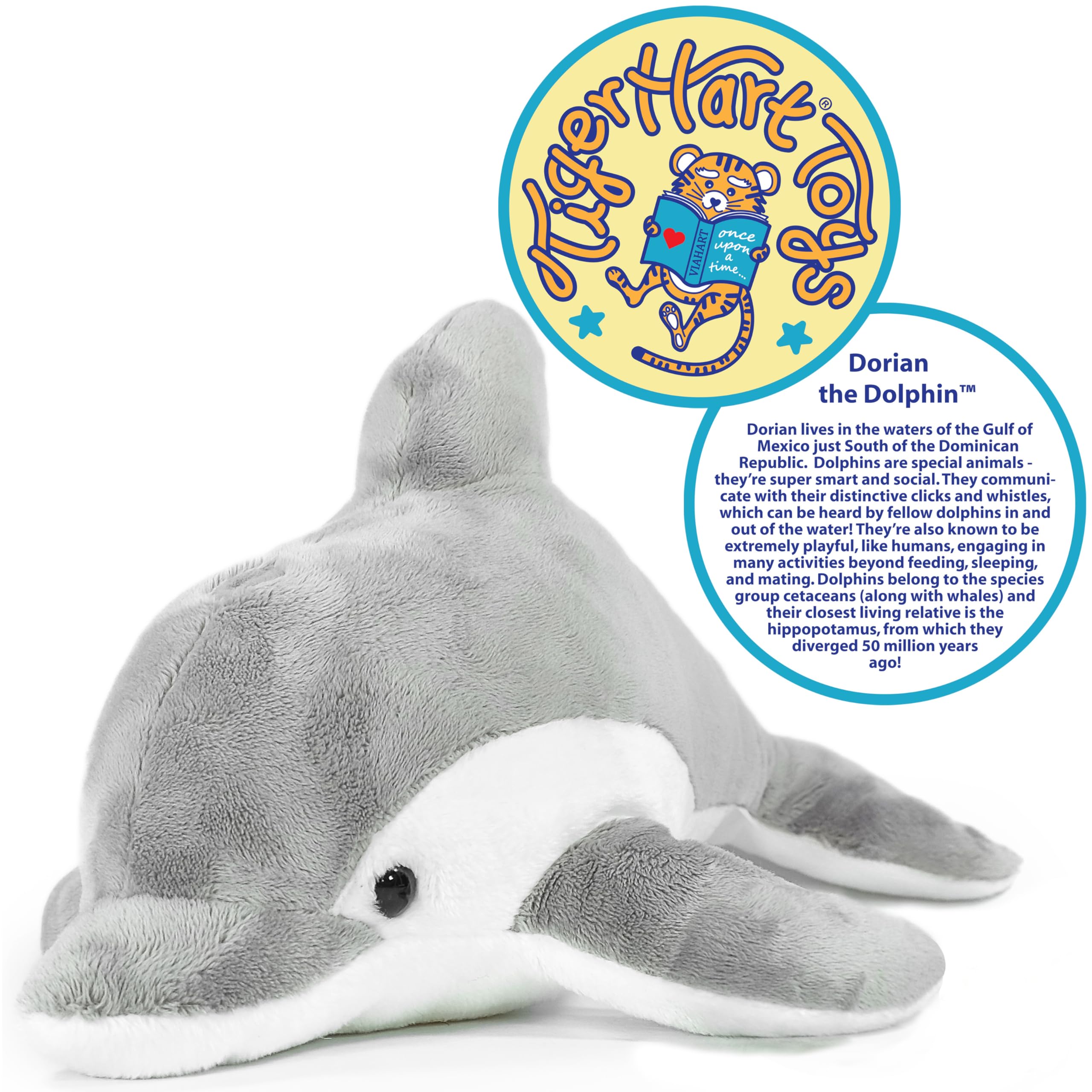 TigerHart Dorian the Dolphin Plush Toy – 11-Inch Soft Dolphin Stuffed Animal