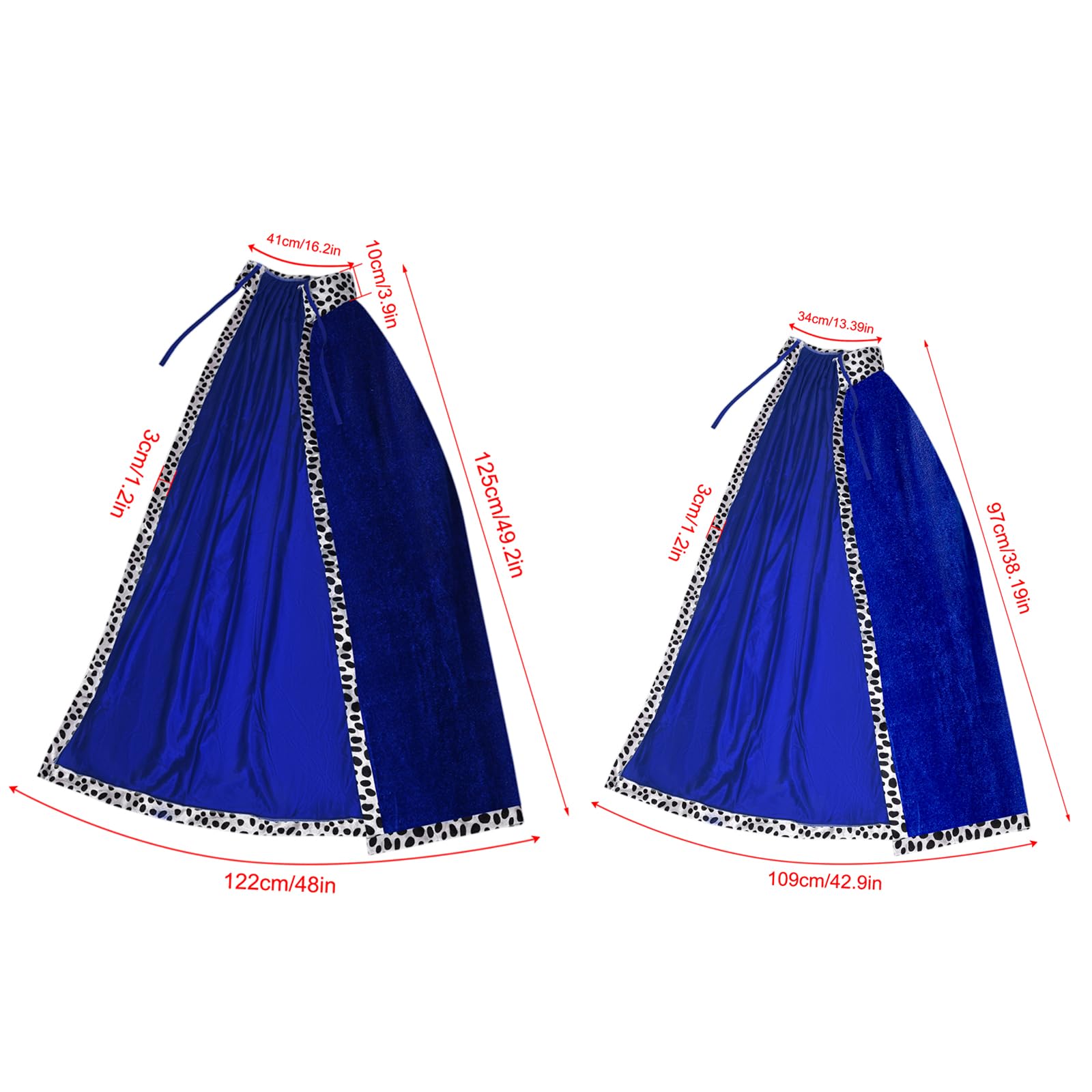 tiggell King and Queen Robe Costume Set with Crown – Polyester Royal Cape for Halloween Cosplay