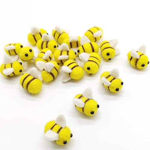 TIHOOD 20 Wool Felt Bee Craft Balls – Soft DIY Decorations for Baby Shower, Gender Reveal, Nursery, and Party Crafts