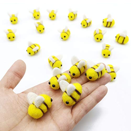 TIHOOD 20 Wool Felt Bee Craft Balls – Soft DIY Decorations for Baby Shower, Gender Reveal, Nursery, and Party Crafts