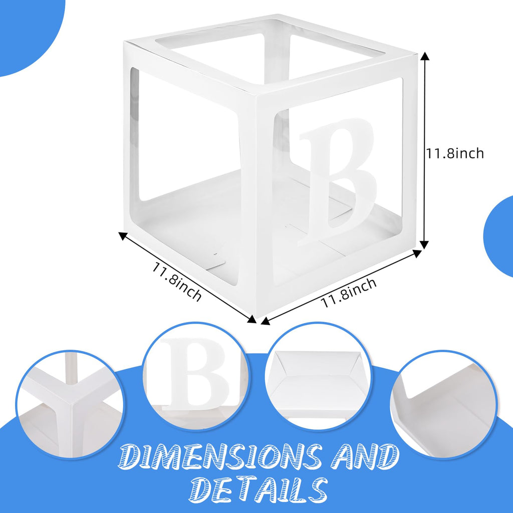 TILBLKUP Baby Shower Balloon Box Kit with 40 Blue Balloons and 'BABY' Letters