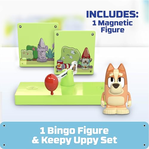 Tile Town Bluey & Bingo Keepy Uppy Magnetic Tile Set – 4-Piece STEM Building Toy with Action Tile