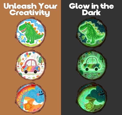 Timburst 171-Piece Wood Slices Craft Kit with Glow in the Dark Pens – Kids Painting Set for Ages 6+