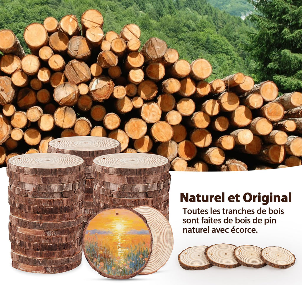 Timburst 171-Piece Wood Slices Craft Kit with Glow in the Dark Pens – Kids Painting Set for Ages 6+