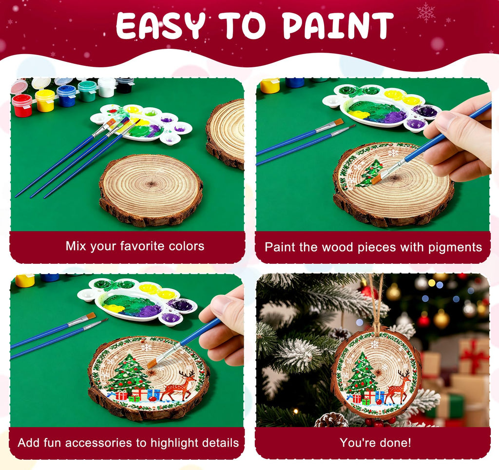 Timburst 171-Piece Wood Slices Craft Kit with Glow in the Dark Pens – Kids Painting Set for Ages 6+