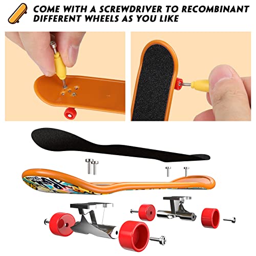 TIME4DEALS 12-Pack Mini Finger Skateboards Set - Pocket Size 4.13 Inch, Random Patterns, Includes Screwdriver
