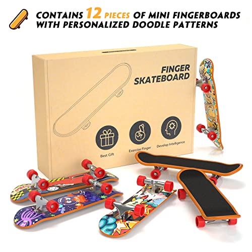 TIME4DEALS 12-Pack Mini Finger Skateboards Set - Pocket Size 4.13 Inch, Random Patterns, Includes Screwdriver
