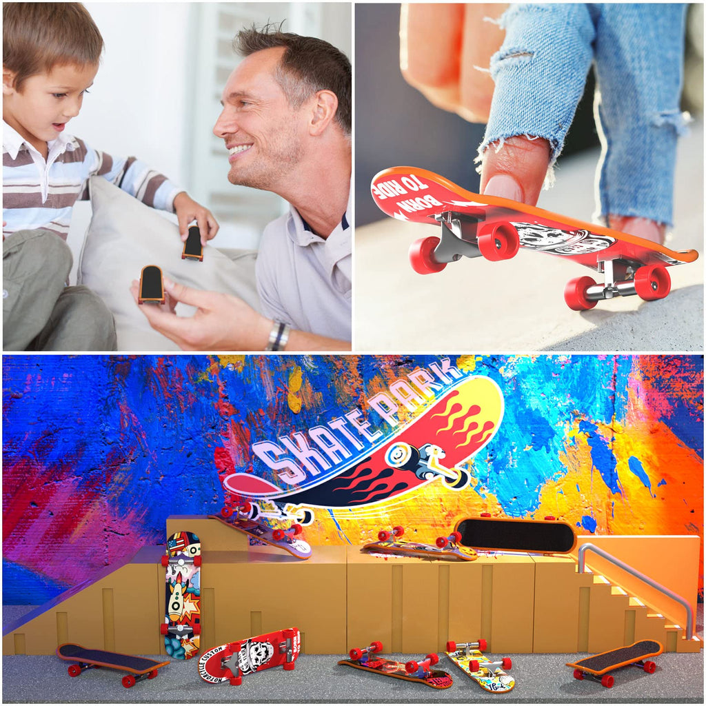TIME4DEALS 12-Pack Mini Finger Skateboards Set - Pocket Size 4.13 Inch, Random Patterns, Includes Screwdriver