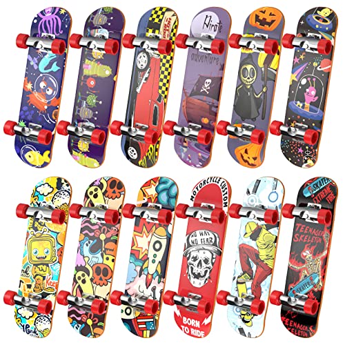 TIME4DEALS 12-Pack Mini Finger Skateboards Set - Pocket Size 4.13 Inch, Random Patterns, Includes Screwdriver