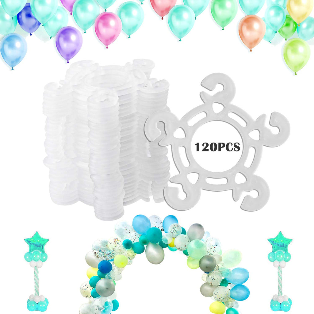 Tinabless 120-Pack Reusable Balloon Clips for Arches & Columns - White Plastic Connectors