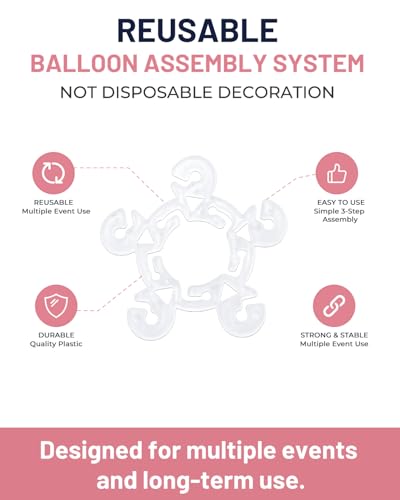 Tinabless 120-Pack Reusable Balloon Clips for Arches & Columns - White Plastic Connectors