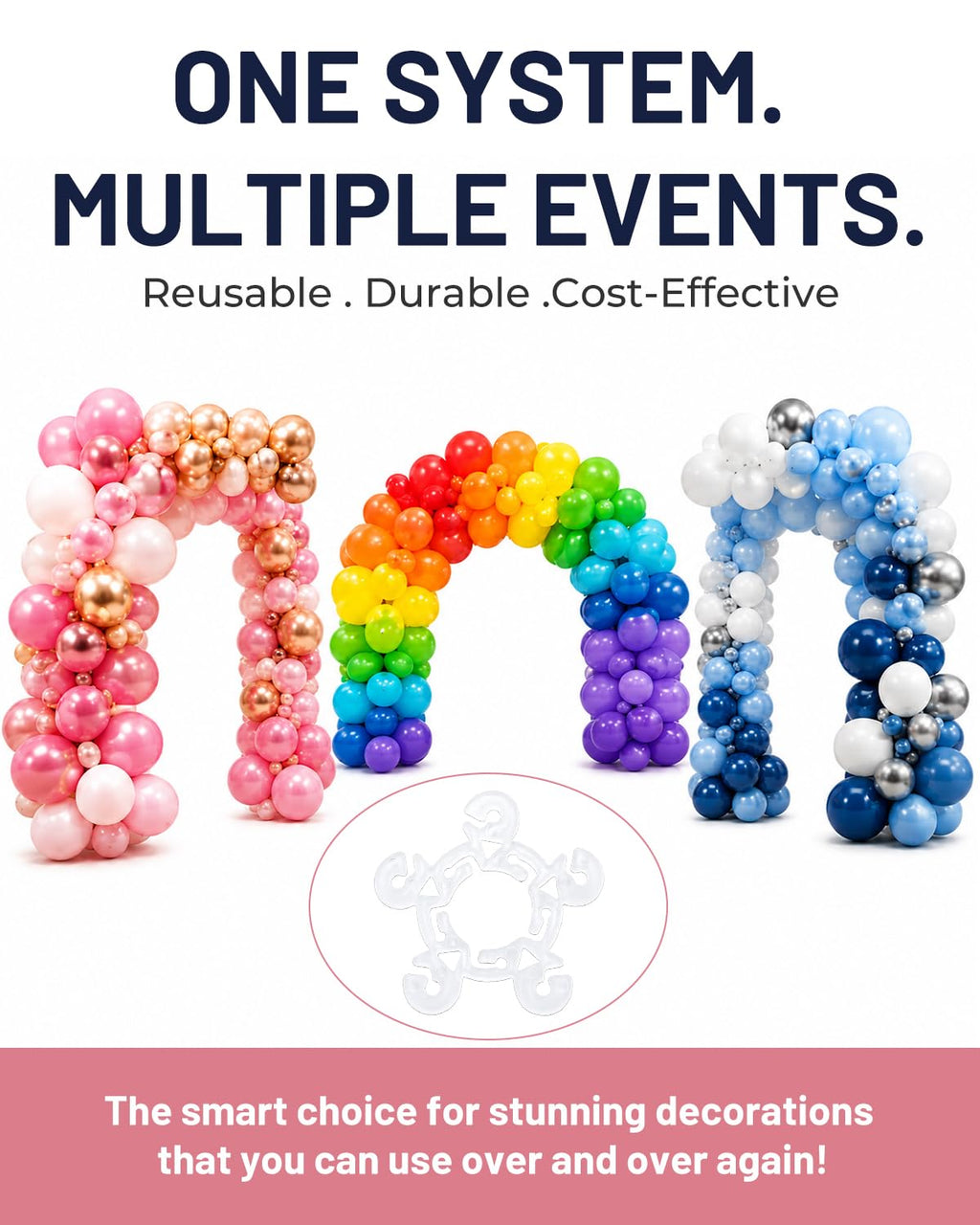 Tinabless 120-Pack Reusable Balloon Clips for Arches & Columns - White Plastic Connectors