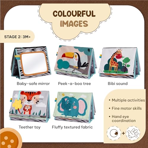 TINITIGIES Tummy Time Mirror and Sensory Book Set for Newborns 0-6 Months