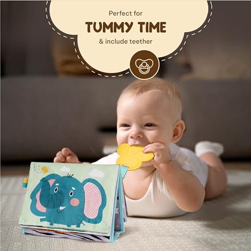 TINITIGIES Tummy Time Mirror and Sensory Book Set for Newborns 0-6 Months