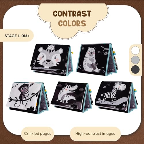TINITIGIES Tummy Time Mirror and Sensory Book Set for Newborns 0-6 Months